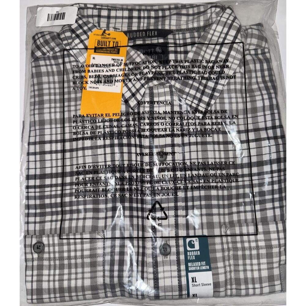 NWT Carhartt Mens Shirt Rugged Flex Relaxed Fit Lightweight Short Sleeve XL Gray - Picture 3 of 7